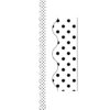 Black Polka Dots on White Scalloped Border Trim, 35 Feet Per Pack, 6 Packs