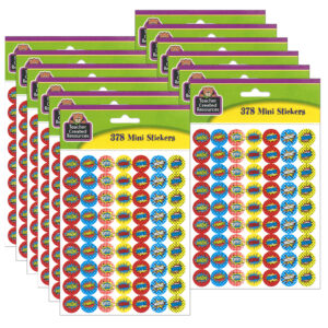 Superhero Mini Stickers, 0.5", 378 Per Pack, 12 Packs