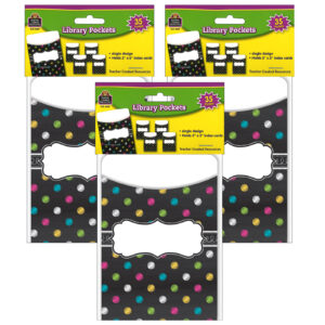 Chalkboard Brights Library Pockets, 35 Per Pack, 3 Packs