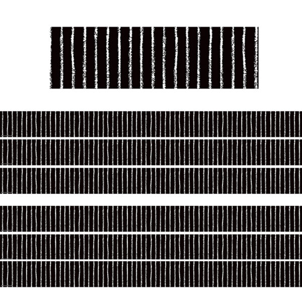 Black With White Pinstripes Straight Border Trim, 35 Feet Per Pack, 6 Packs