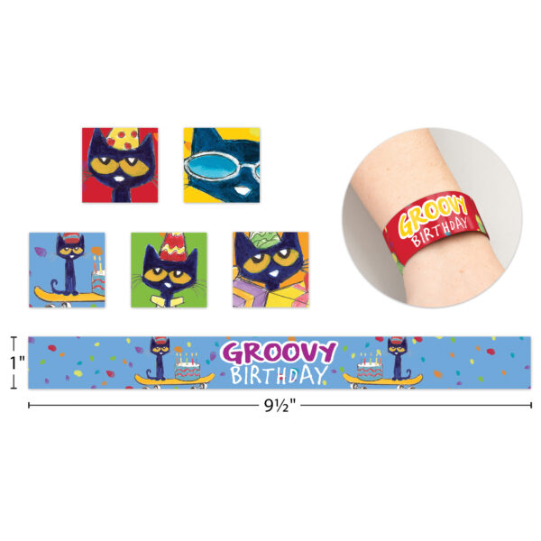 Pete the Cat Groovy Birthday Slap Bracelets, 10 Per Pack, 6 Packs