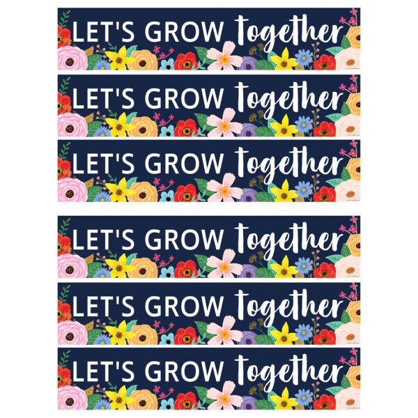 Wildflowers Let's Grow Together Banner, 8" x 39", Pack of 6