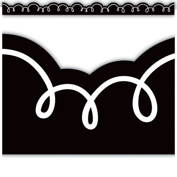 Black with White Squiggles Die-Cut Border Trim, 35 Feet Per Pack, 6 Packs