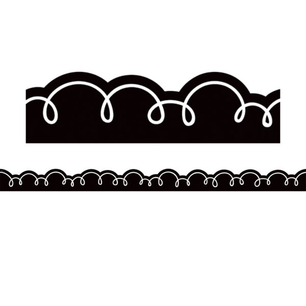 Black with White Squiggles Die-Cut Border Trim, 35 Feet Per Pack, 6 Packs