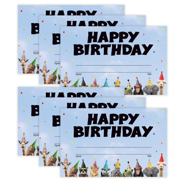 Go Wild Animals Happy Birthday Awards, 30 Per Pack, 6 Packs