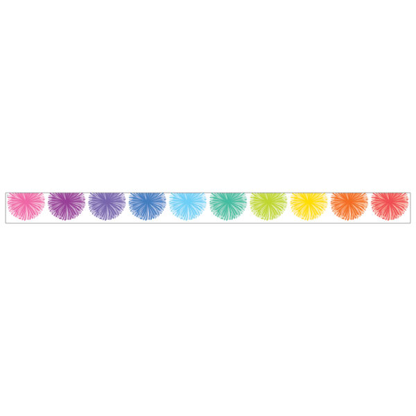 Colorful Poms Scalloped Die-Cut Border Trim, 35 Feet Per Pack, 6 Packs