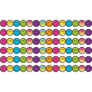 Brights 4Ever Smiley Faces Die-Cut Border Trim, 35 Feet Per Pack, 6 Packs