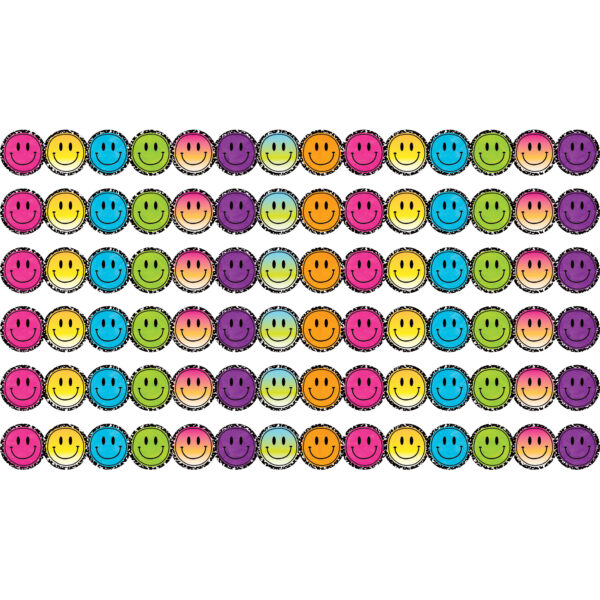 Brights 4Ever Smiley Faces Die-Cut Border Trim, 35 Feet Per Pack, 6 Packs