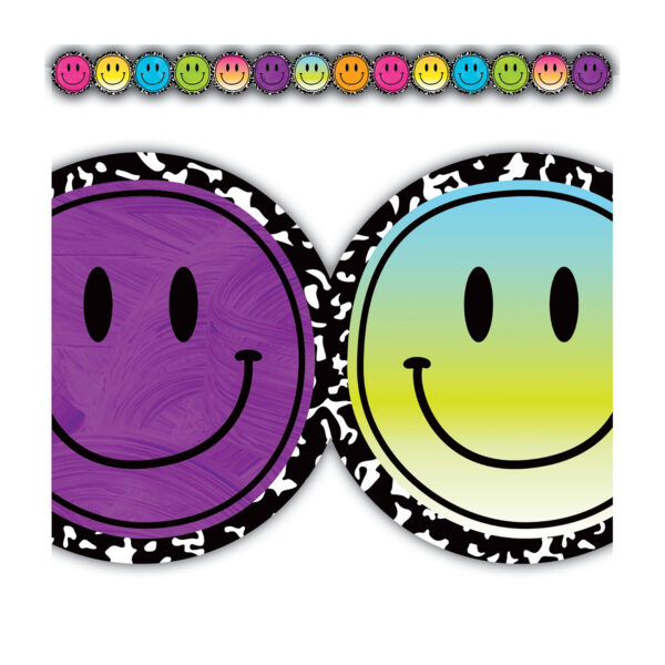 Brights 4Ever Smiley Faces Die-Cut Border Trim, 35 Feet Per Pack, 6 Packs