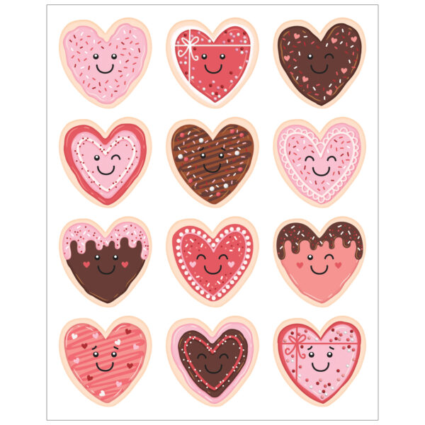 Frosted Heart Cookies Stickers, 72 Per Pack, 12 Packs