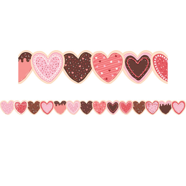 Frosted Heart Cookies Die-Cut Border Trim, 35 Feet Per Pack, 6 Packs