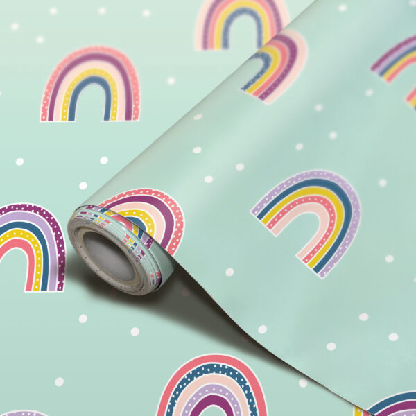 Peel and Stick Decorative Paper Roll, 17-1-2" x 10 ft, Oh Happy Day Rainbow