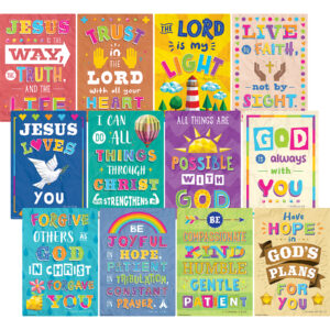 Bible Verses Small Poster Pack, 12 Posters