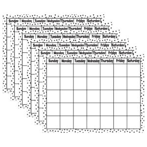 Black Painted Dots on White Calendar Chart, 17" x 22", Pack of 6