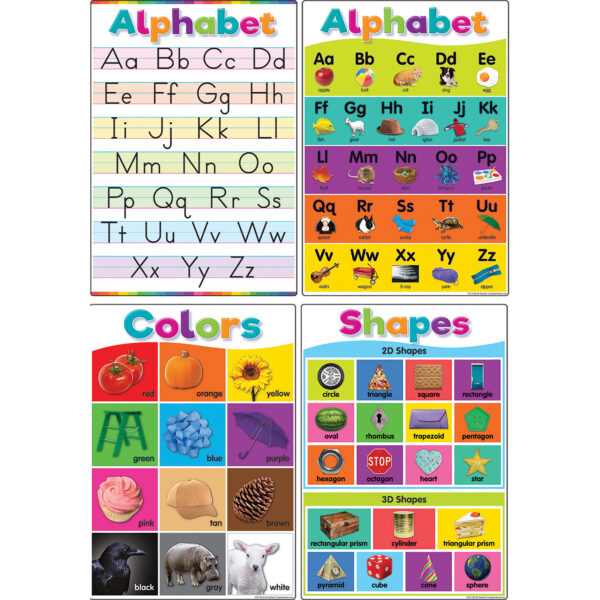 Colorful Early Learning Small Poster Pack, 12 Posters