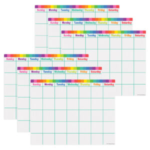 Colorful Calendar Write-On-Wipe-Off Chart, Pack of 6