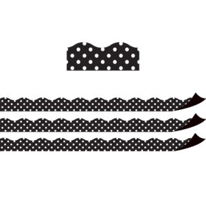 Magnetic Borders, Black Polka Dots, 24 Feet Per Pack, 3 Packs