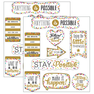 Clingy Thingies Confetti Positive Sayings Accents, 10 Pieces Per Pack, 2 Packs