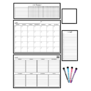 Black & White Dry-Erase Magnetic Calendar Set