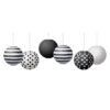 Black & White 8" Hanging Paper Lanterns, 6 Per Pack, 3 Packs