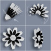 Black and White Paper Flowers, Pack of 4