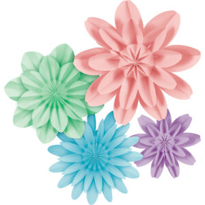 Pastel Pop Paper Flowers, Pack of 4