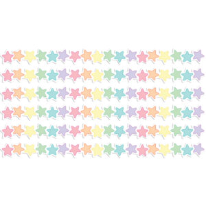 Pastel Pop Stars Die-Cut Border Trim, 35 Feet Per Pack, 6 Packs