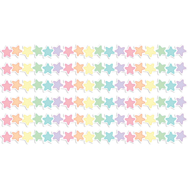 Pastel Pop Stars Die-Cut Border Trim, 35 Feet Per Pack, 6 Packs