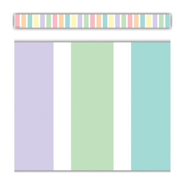 Pastel Pop Stripes Straight Border Trim, 35 Feet Per Pack, 6 Packs