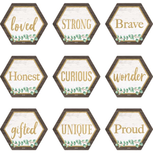 Eucalyptus Positive Words Mini Accents, 36 Per Pack, 6 Packs