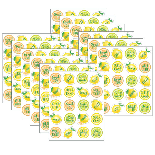 Lemon Zest Stickers, 120 Per Pack, 12 Packs