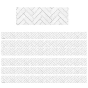 Modern Farmhouse White Herringbone Straight Border Trim, 35 Feet, 6 Packs