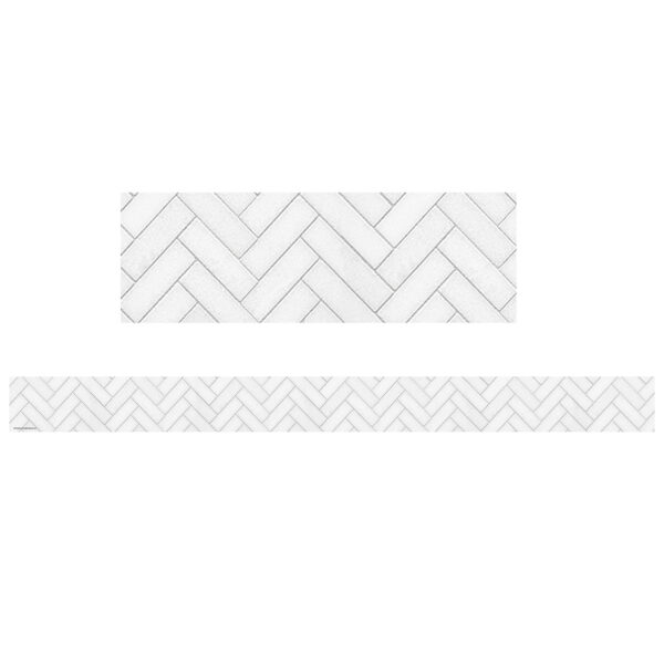 Modern Farmhouse White Herringbone Straight Border Trim, 35 Feet, 6 Packs