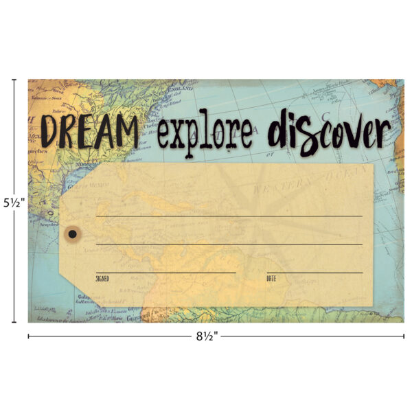 Travel the Map Dream Explore Discover Awards, 30 Per Pack, 6 Packs