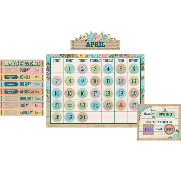 Rustic Bloom Calendar Bulletin Board Set, 2 Sets