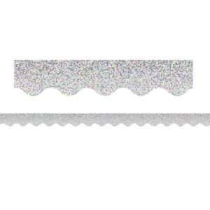 Silver Sparkle Scalloped Border Trim, 35 Feet Per Pack, 6 Packs