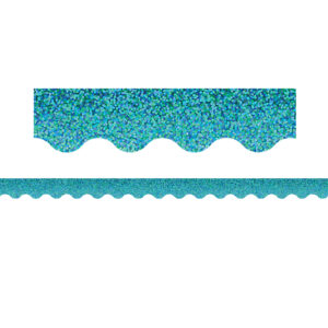 Teal Sparkle Scalloped Border Trim, 35 Feet Per Pack, 6 Packs