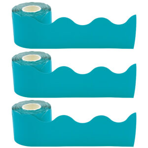 Teal Scalloped Rolled Border Trim, 50 Feet Per Roll, Pack of 3