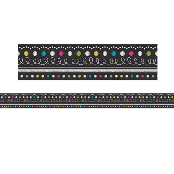 Chalkboard Brights Straight Rolled Border Trim, 50 Feet Per Roll, 3 Rolls