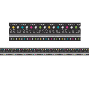 Chalkboard Brights Straight Rolled Border Trim, 50 Feet Per Roll, 3 Rolls