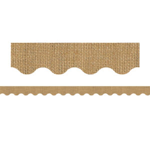 Burlap Design Scalloped Rolled Border Trim, 50 Feet Per Roll, 3 Rolls