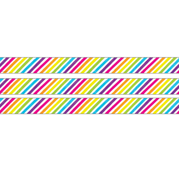 Brights 4Ever Stripes Straight Rolled Border Trim, 50 Feet, 3 Rolls