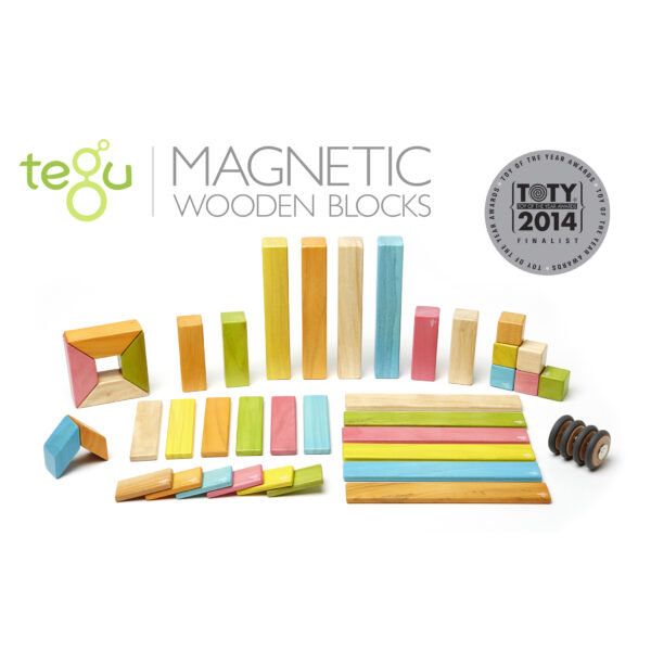 Magnetic Wooden Blocks, 42-Piece Set, Tints