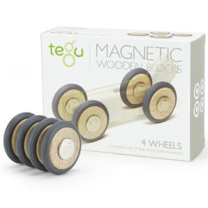 Magnetic Wooden Blocks, Wheels Accessory, Pack of 4