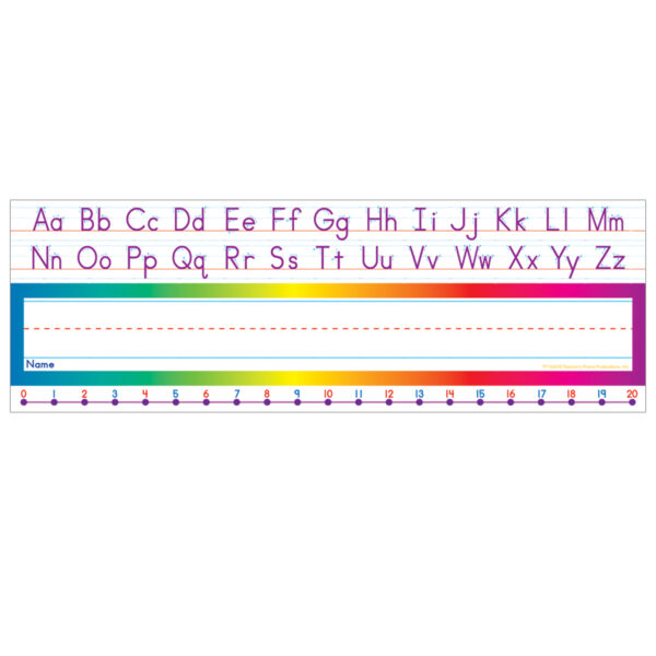 Alphabet - Number Line (Standard Manuscript) Name Plates, 36 Per Pack, 3 Packs