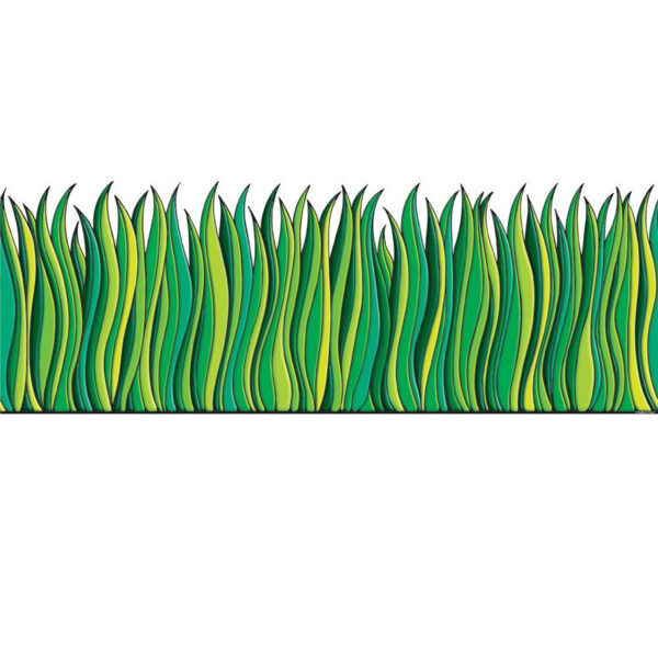 Tall Green Grass Jumbo Border, 8.5" Tall, 12 Feet Per Pack, 3 Packs