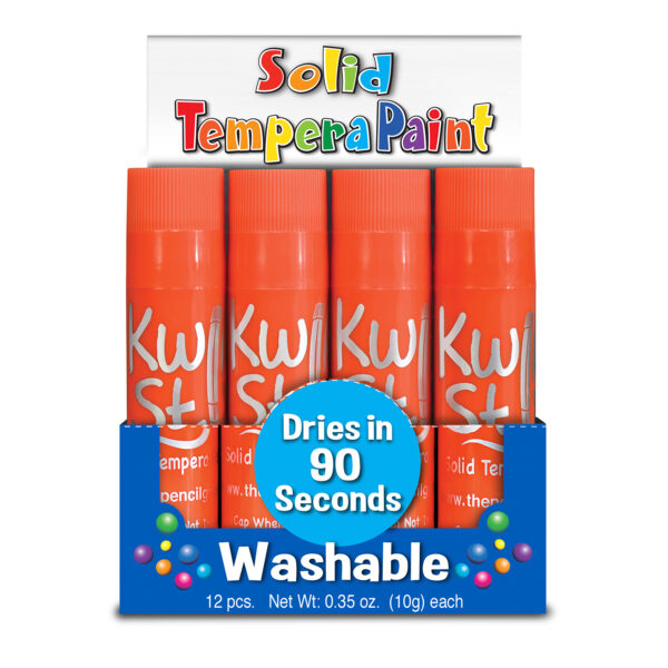 Solid Tempera Paint Sticks, Single Color Pack, Orange, 12 Per Pack, 2 Packs