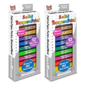 Solid Tempera Paint Metalix, 12 Per Pack, 2 Packs