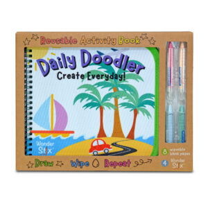 Daily Doodler Reusable Activity Book- Dino Cover, Includes 4 Wonder Stix