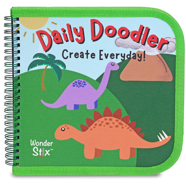 Daily Doodler Reusable Activity Book- Dino Cover, Includes 4 Wonder Stix